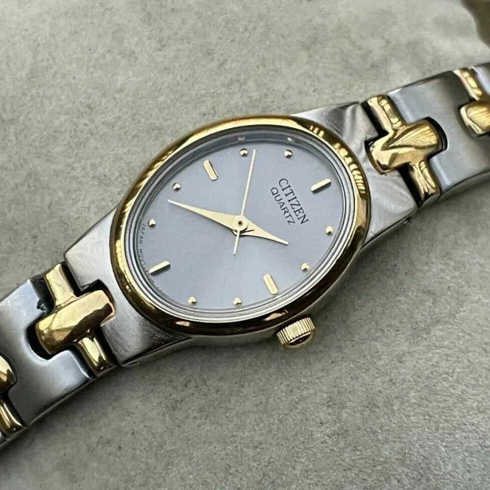 Citizen Quartz Ladies Watch Double Tone Goldlight Gunmetal Tone Analog Wrist Wa - Picture 1 of 12